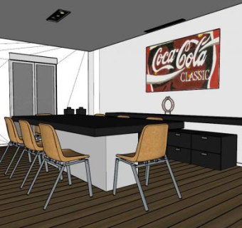 简约现代餐厅家装SU模型下载_sketchup草图大师SKP模型