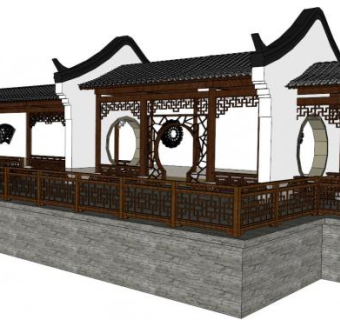 水榭亭廊的su模型下载_sketchup草图大师SKP模型