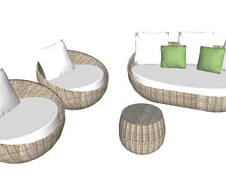 现代室外沙发su模型下载_sketchup草图大师SKP模型