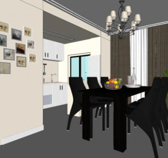 现代时尚餐厅家具SU模型下载_sketchup草图大师SKP模型