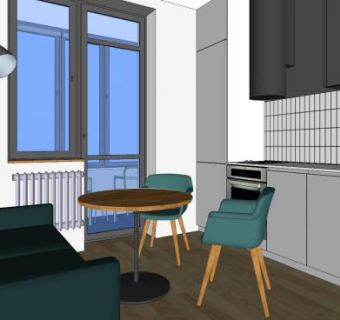 简约餐厅厨房设计SU模型下载_sketchup草图大师SKP模型