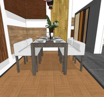 简约现代餐厅家装sketchup模型下载_sketchup草图大师SKP模型