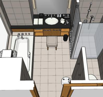 现代卫浴梳妆台SU模型下载_sketchup草图大师SKP模型