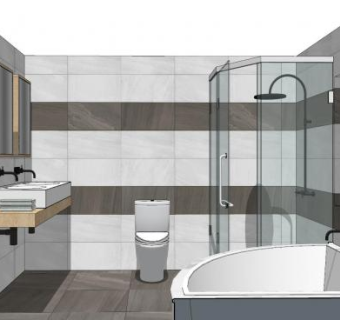 现代大理石浴室SU模型下载_sketchup草图大师SKP模型