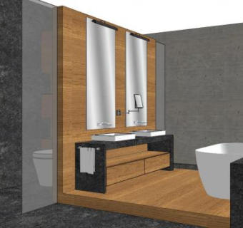 现代原木风浴室SU模型下载_sketchup草图大师SKP模型