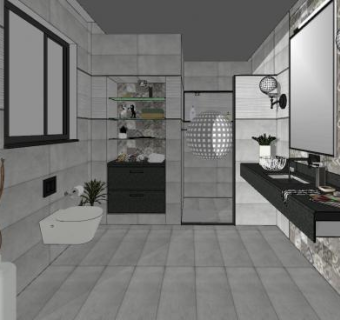 现代大型卫浴SU模型下载_sketchup草图大师SKP模型