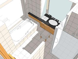 现代浴室淋浴间设计SU模型下载_sketchup草图大师SKP模型
