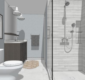 现代简约浴室卫生间SU模型下载_sketchup草图大师SKP模型