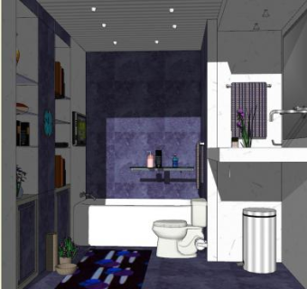 现代时尚浴室SU模型下载_sketchup草图大师SKP模型