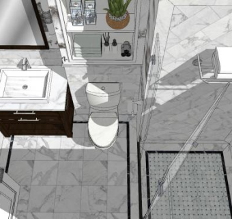 现代山水壁画卫生间SU模型下载_sketchup草图大师SKP模型