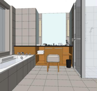 现代浴室梳妆台SU模型下载_sketchup草图大师SKP模型