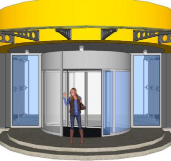 玻璃转门su模型下载_sketchup草图大师SKP模型