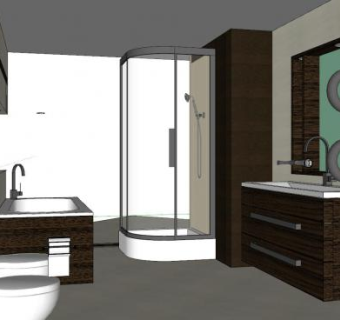 现代中型浴室SU模型下载_sketchup草图大师SKP模型