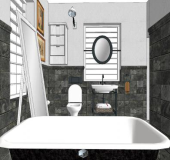 简约浴室SU模型下载_sketchup草图大师SKP模型