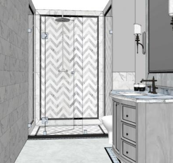 简欧浴室SU模型下载_sketchup草图大师SKP模型