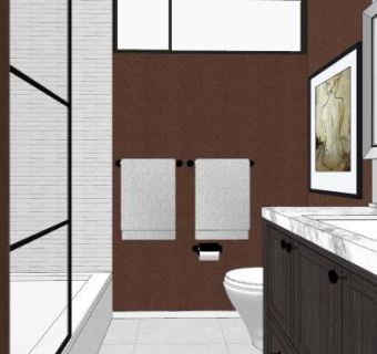 现代浴室设计SU模型下载_sketchup草图大师SKP模型