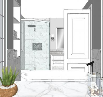 现代大理石风格浴室SU模型下载_sketchup草图大师SKP模型