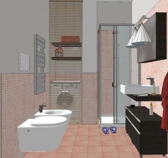 现代粉色马赛克浴室SU模型下载_sketchup草图大师SKP模型