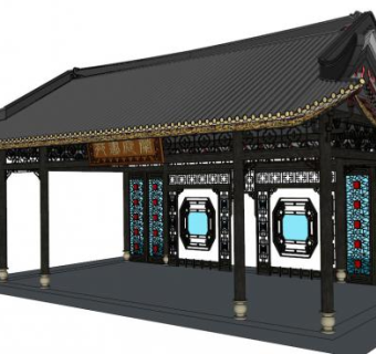 岭南亭子su模型下载_sketchup草图大师SKP模型