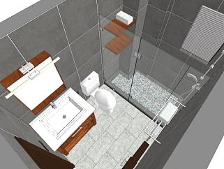 经典黑色浴室SU模型下载_sketchup草图大师SKP模型