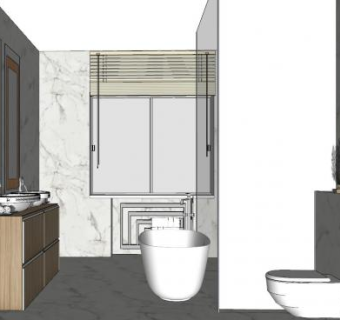 大理石浴室装修SU模型下载_sketchup草图大师SKP模型