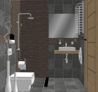 复古风格卫浴SU模型下载_sketchup草图大师SKP模型