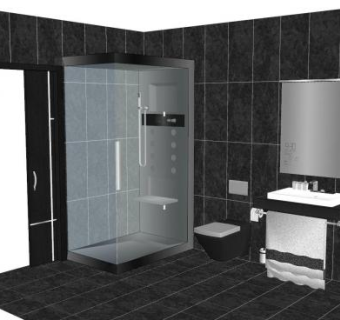 现代黑色浴室SU模型下载_sketchup草图大师SKP模型