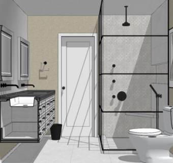 简约时尚卫浴SU模型下载_sketchup草图大师SKP模型