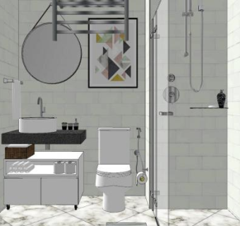 北欧风浴室SU模型下载_sketchup草图大师SKP模型