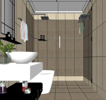 现代古典浴室SU模型下载_sketchup草图大师SKP模型