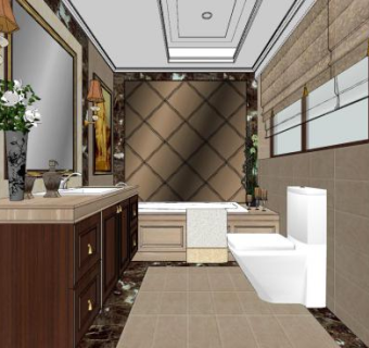 古典轻奢浴室SU模型下载_sketchup草图大师SKP模型