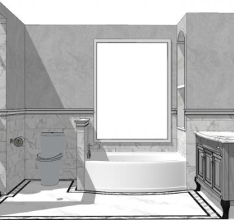 欧式极简浴室SU模型下载_sketchup草图大师SKP模型