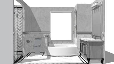 欧式极简浴室SU模型下载_sketchup草图大师SKP模型