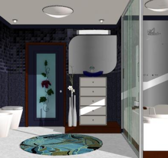 现代风格浴室室内SU模型下载_sketchup草图大师SKP模型