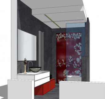 现代简约家装浴室SU模型下载_sketchup草图大师SKP模型