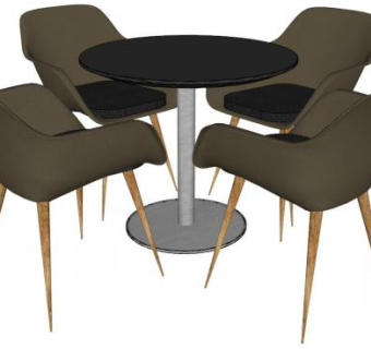 四人桌su模型下载_sketchup草图大师SKP模型