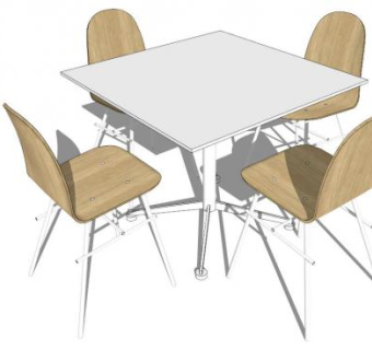 四人餐桌su模型下载_sketchup草图大师SKP模型