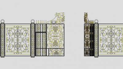 豪华厂区大门su模型下载_sketchup草图大师SKP模型