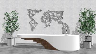 商业空间前台su模型下载_sketchup草图大师SKP模型