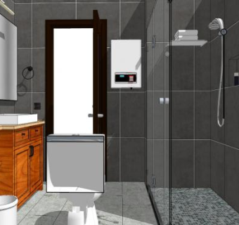 经典灰色浴室SU模型下载_sketchup草图大师SKP模型