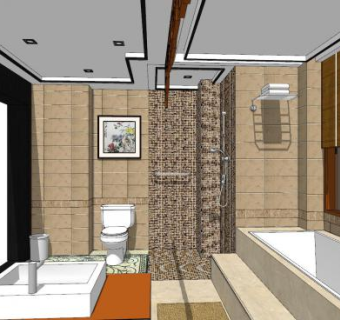 古典风格卫浴设计SU模型下载_sketchup草图大师SKP模型