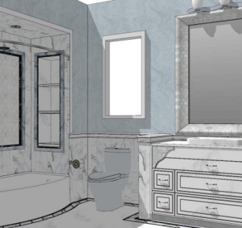 简欧浴室家装SU模型下载_sketchup草图大师SKP模型