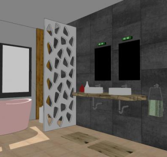 现代卫生间设计SU模型下载_sketchup草图大师SKP模型