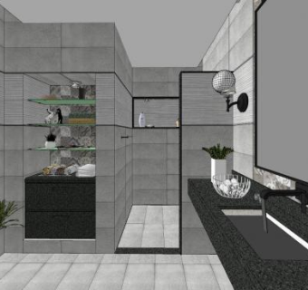 现代极简卫浴sketchup模型下载_sketchup草图大师SKP模型