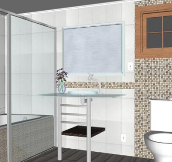 现代简约马赛克卫生间SU模型下载_sketchup草图大师SKP模型