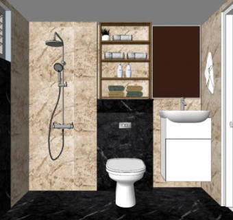 现代古典大理石浴室SU模型下载_sketchup草图大师SKP模型