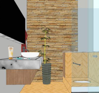 自然风卫生间SU模型下载_sketchup草图大师SKP模型