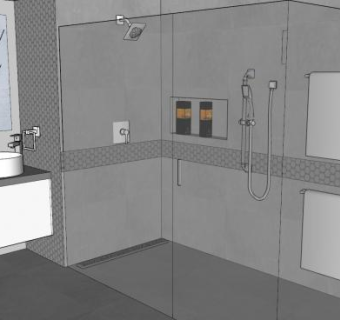 现代灰色风格卫生间SU模型下载_sketchup草图大师SKP模型