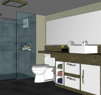 现代时尚浴室设计SU模型下载_sketchup草图大师SKP模型