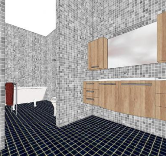 简约马赛克浴室SU模型下载_sketchup草图大师SKP模型